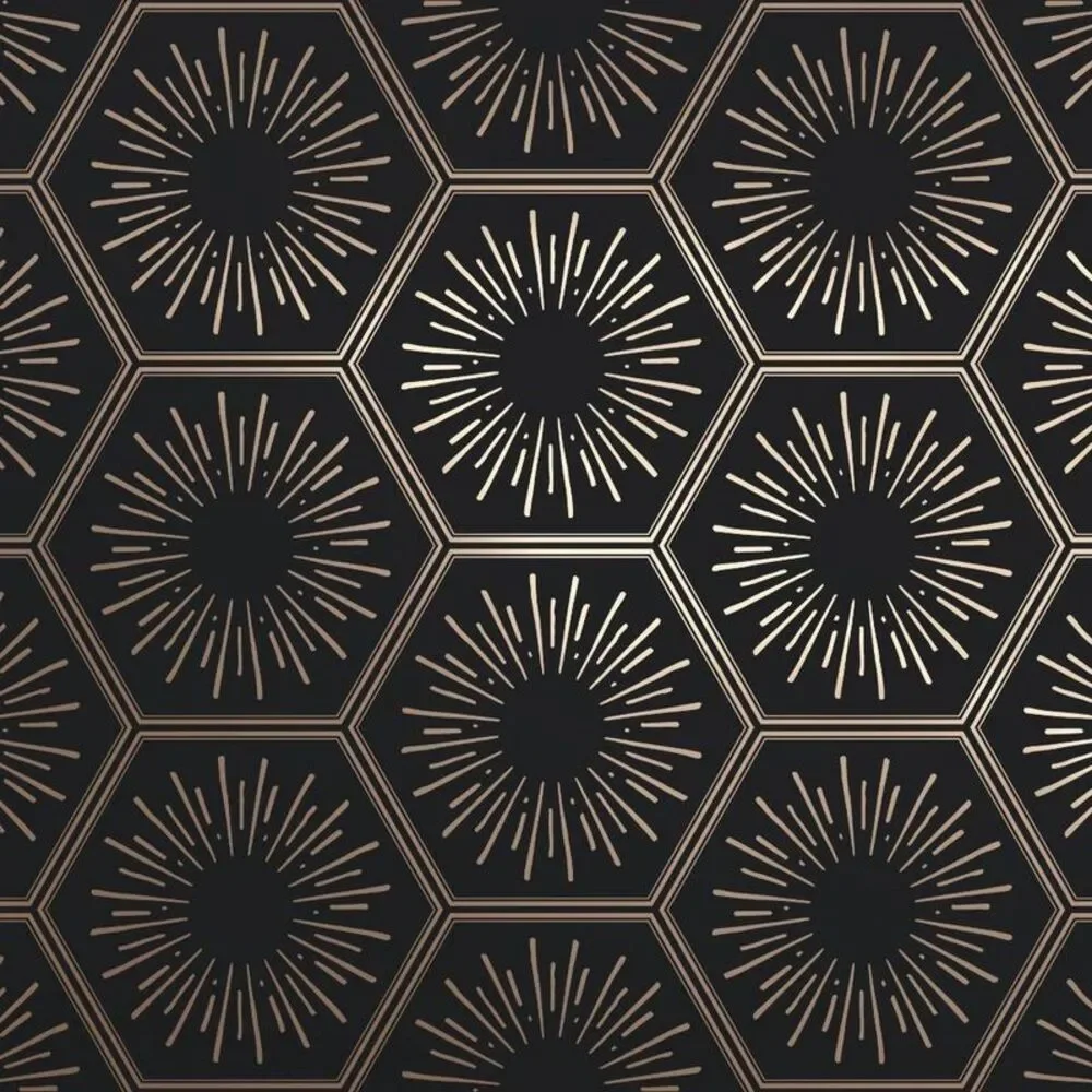 28 sq ft Hello Sunshine Peel and Stick Wallpaper Black/Metallic Gold